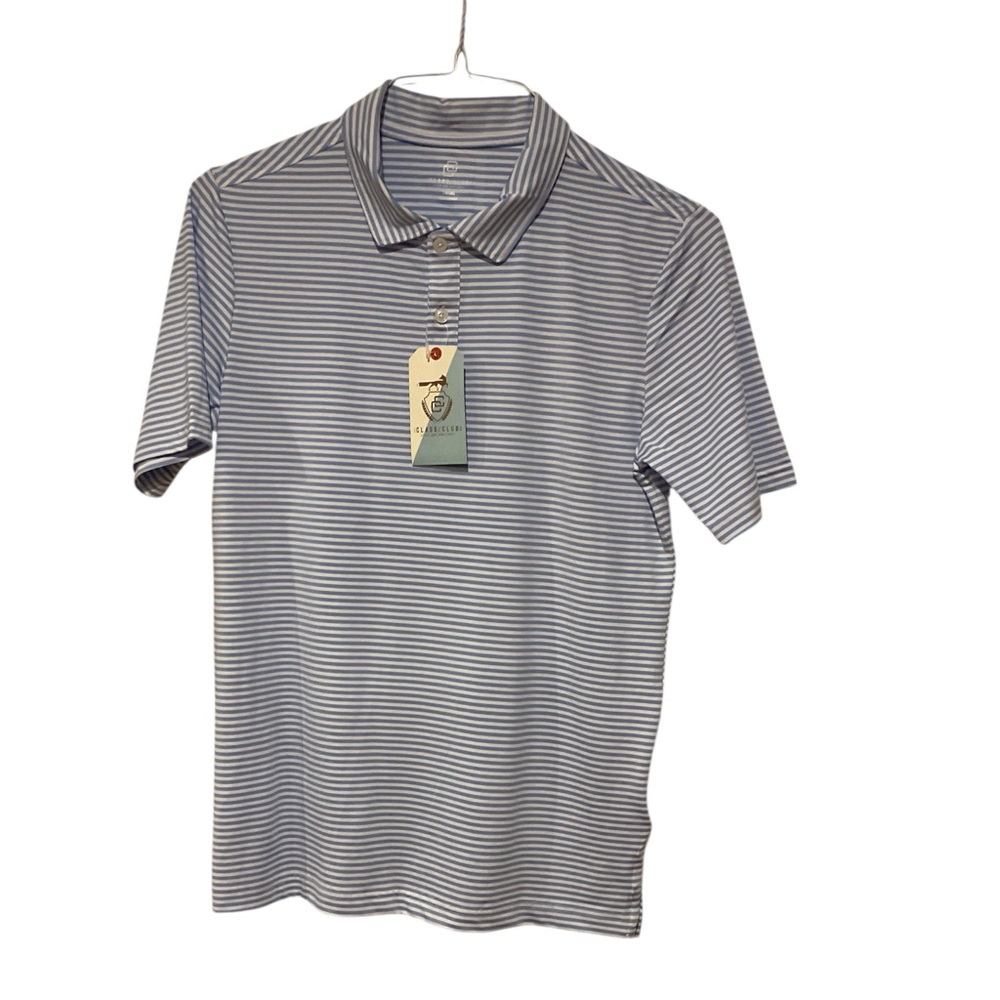 Class Club Boys NWT Colony Blue/White Stripe Polo Shirt Size 18/20